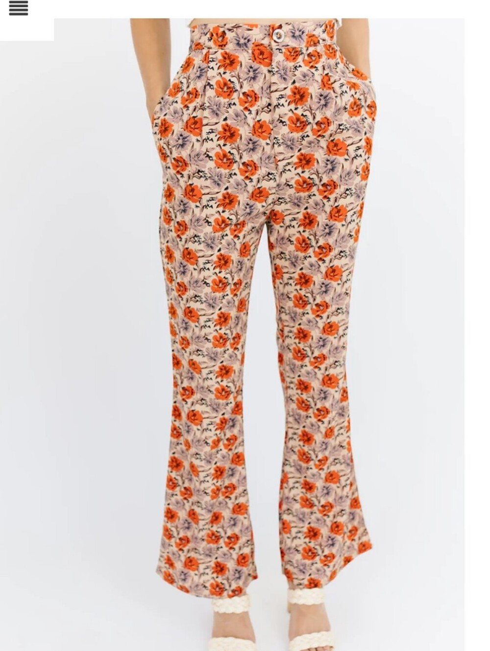Cropped Floral Coquette Flare Pants